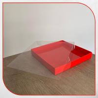 20x20x3 Altı Kırmızı Karton Üstü Asetat Kutu
