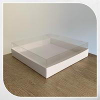 20x20x5 Altı Beyaz Karton Üstü Asetat Kutu