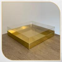 20x20x5 Altı Gold Metalize Karton Üstü Asetat Kutu
