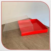 20x20x5 Altı Kırmızı Karton Üstü Asetat Kutu