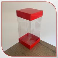 7x7x14 Kırmızı Çift Taraflı Karton ve Asetat Kutu