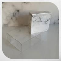 8x8x3 Altı Beyaz Mermer Desenli Karton Üstü Asetat Kutu