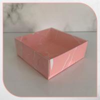8x8x3 Altı Pembe Mermer Desenli Karton Üstü Asetat Kutu