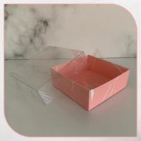 8x8x3 Altı Pembe Mermer Desenli Karton Üstü Asetat Kutu