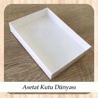 10.5x14.5x2.5 Ölçülü Altı Beyaz Karton Üstü Asetat Kutu