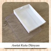 10.5x14.5x2.5 Ölçülü Altı Beyaz Karton Üstü Asetat Kutu