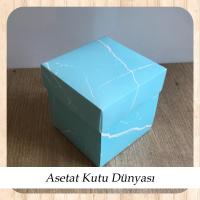 10x10x10 Mavi Mermer Desenli Komple Karton Kutu
