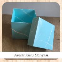 10x10x10 Mavi Mermer Desenli Komple Karton Kutu