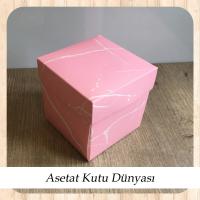10x10x10 Pembe Mermer Desenli Komple Karton Kutu