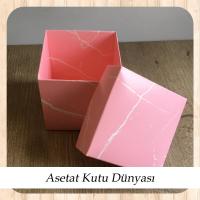 10x10x10 Pembe Mermer Desenli Komple Karton Kutu
