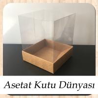 10x10x12 Altı Kraft Karton Üstü Asetat Kutu