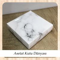 10x10x3 Beyaz Mermer Desenli Komple Karton Kutu