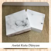 10x10x3 Beyaz Mermer Desenli Komple Karton Kutu
