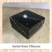 10x10x5 Siyah Mermer Desenli Komple Karton Kutu