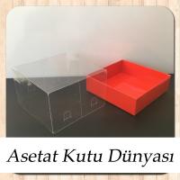 10x10x6 Altı Kırmızı Karton Üstü Asetat Kutu