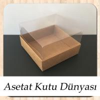 10x10x6 Kraft Altı Karton Üstü Asetat Kutu