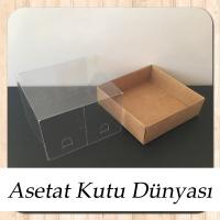 10x10x6 Kraft Altı Karton Üstü Asetat Kutu
