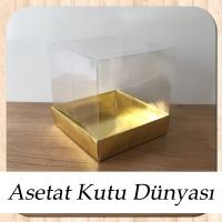 12x12x12 Altı Gold Metalize Karton Üstü Asetat Kutu