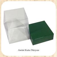 12x12x12 Altı Yeşil Karton Üstü Asetat Kutu