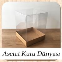 12x12x15 Altı Kraft Karton Üstü Asetat Kutu