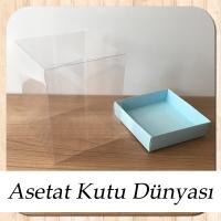 12x12x15 Altı Mavi Karton Üstü Asetat Kutu