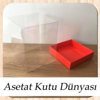 12x12x15 Altı Kırmızı Karton Üstü Asetat Kutu