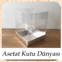 12x12x15 Altı Gümüş Metalize Karton Üstü Asetat Kutu