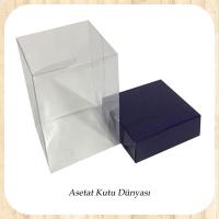12x12x15 Altı Lacivert  Karton Üstü Asetat Kutu