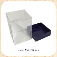 12x12x15 Altı Lacivert  Karton Üstü Asetat Kutu
