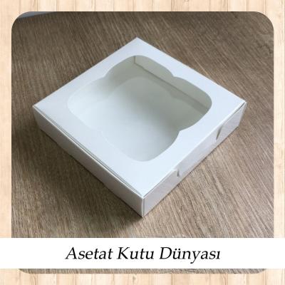 12x12x3 Beyaz Selefon Pencereli Karton Kutu