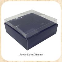 12x12x4 Altı Lacivert Karton Üstü Asetat Kutu