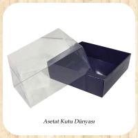 12x12x4 Altı Lacivert Karton Üstü Asetat Kutu