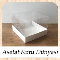 12x12x8.5 Altı Beyaz Karton Üstü Asetat Kutu