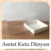 12x12x8.5 Altı Beyaz Karton Üstü Asetat Kutu