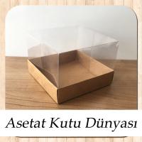 12x12x8.5 Altı Kraft Karton Üstü Asetat Kutu