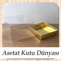12x12x8.5 Altı Gold Metalize Karton Üstü Asetat Kutu
