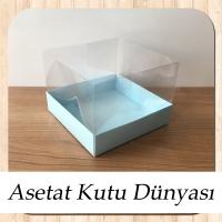 12x12x8.5 Altı Mavi Karton Üstü Asetat Kutu