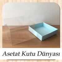 12x12x8.5 Altı Mavi Karton Üstü Asetat Kutu