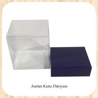 12x12x8.5 Altı Lacivert Karton Üstü Asetat Kutu