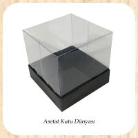 12x12x8.5 Altı Siyah Karton Üstü Asetat Kutu