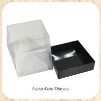 12x12x8.5 Altı Siyah Karton Üstü Asetat Kutu