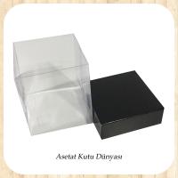 12x12x8.5 Altı Siyah Karton Üstü Asetat Kutu