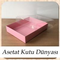 12x15x3 Altı Pembe Karton Üstü Asetat Kutu