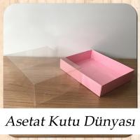 12x15x5 Altı Pembe Karton Üstü Asetat Kutu