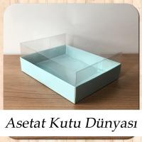 12x15x5 Altı Mavi Karton Üstü Asetat Kutu