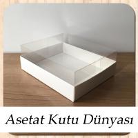 12x15x5 Altı Beyaz Karton Üstü Asetat Kutu