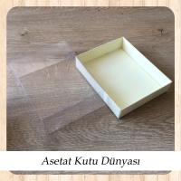 12x15x5 Altı Krem Mermer Desenli Karton Üstü Asetat Kutu