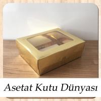 12x15x5 Gold Metalize Pencereli Karton Kutu