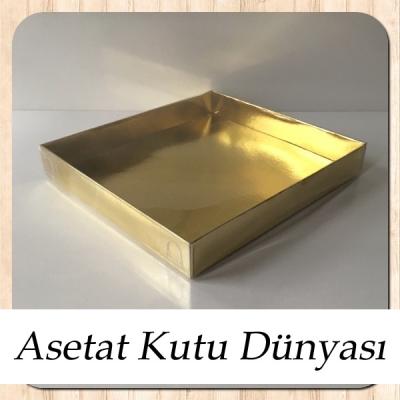 15.5x17x2.5 Gold Metalize Yasin ve Tespih  Kutusu