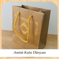 15.5x17x8 Ölçülü Kraft Üzerine Gold Saray Desenli Karton Çanta